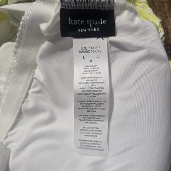 kate spade White and Lime Green Yellow One Piece Swimsuit Gingham Plaid - Picture 7 of 9